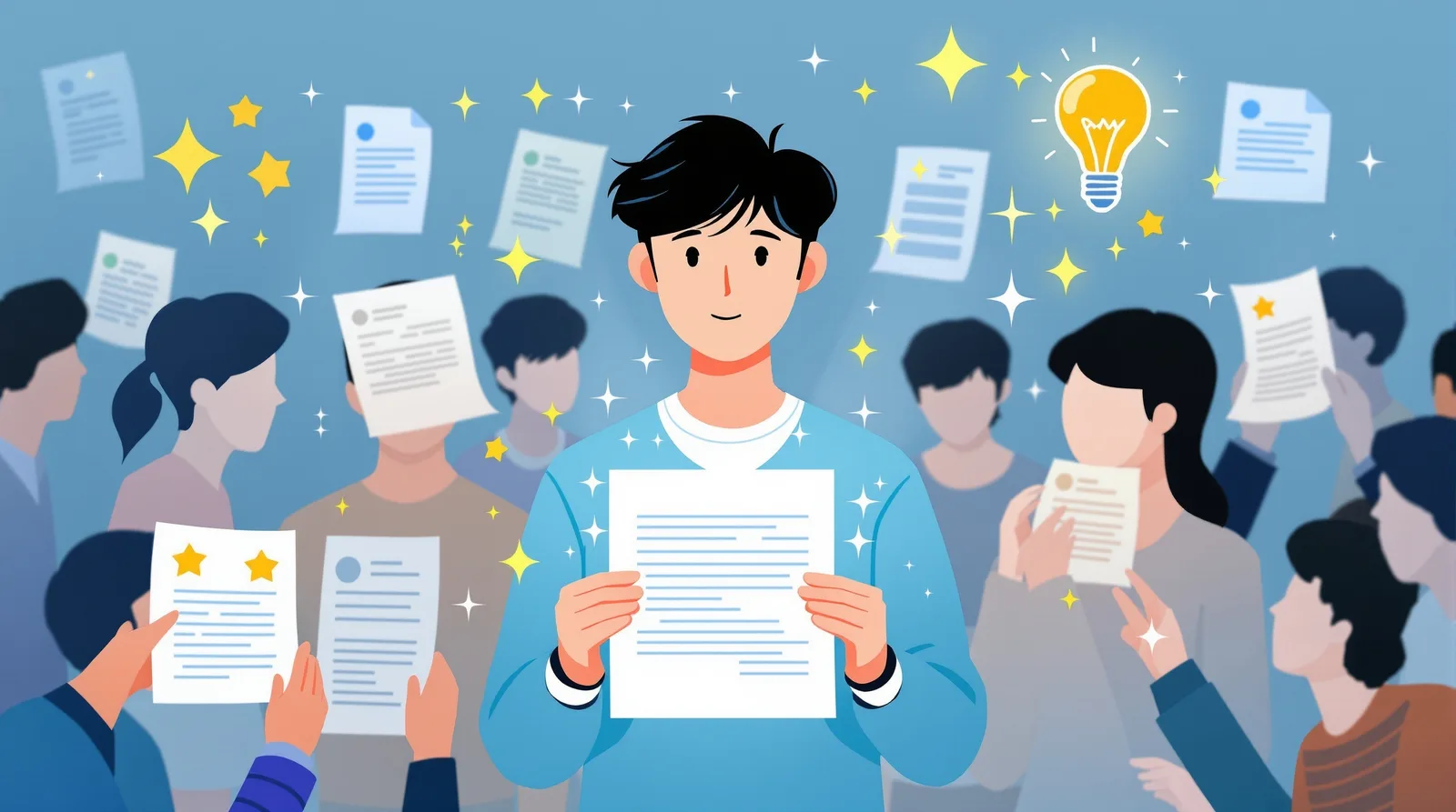 他の受験生と差別化する日本人学生のイラスト