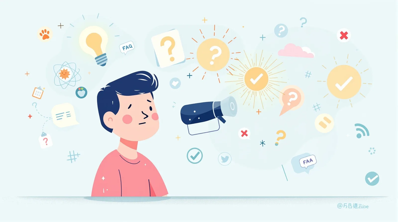 Q&Aで不安を解消する日本人学生のイラスト