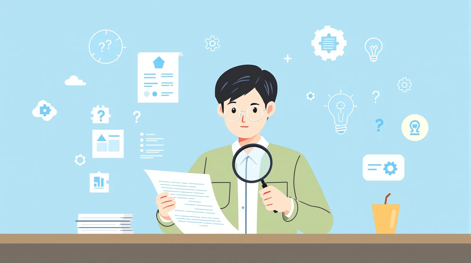 SFCの志望理由書評価基準を理解する日本人学生のイラスト