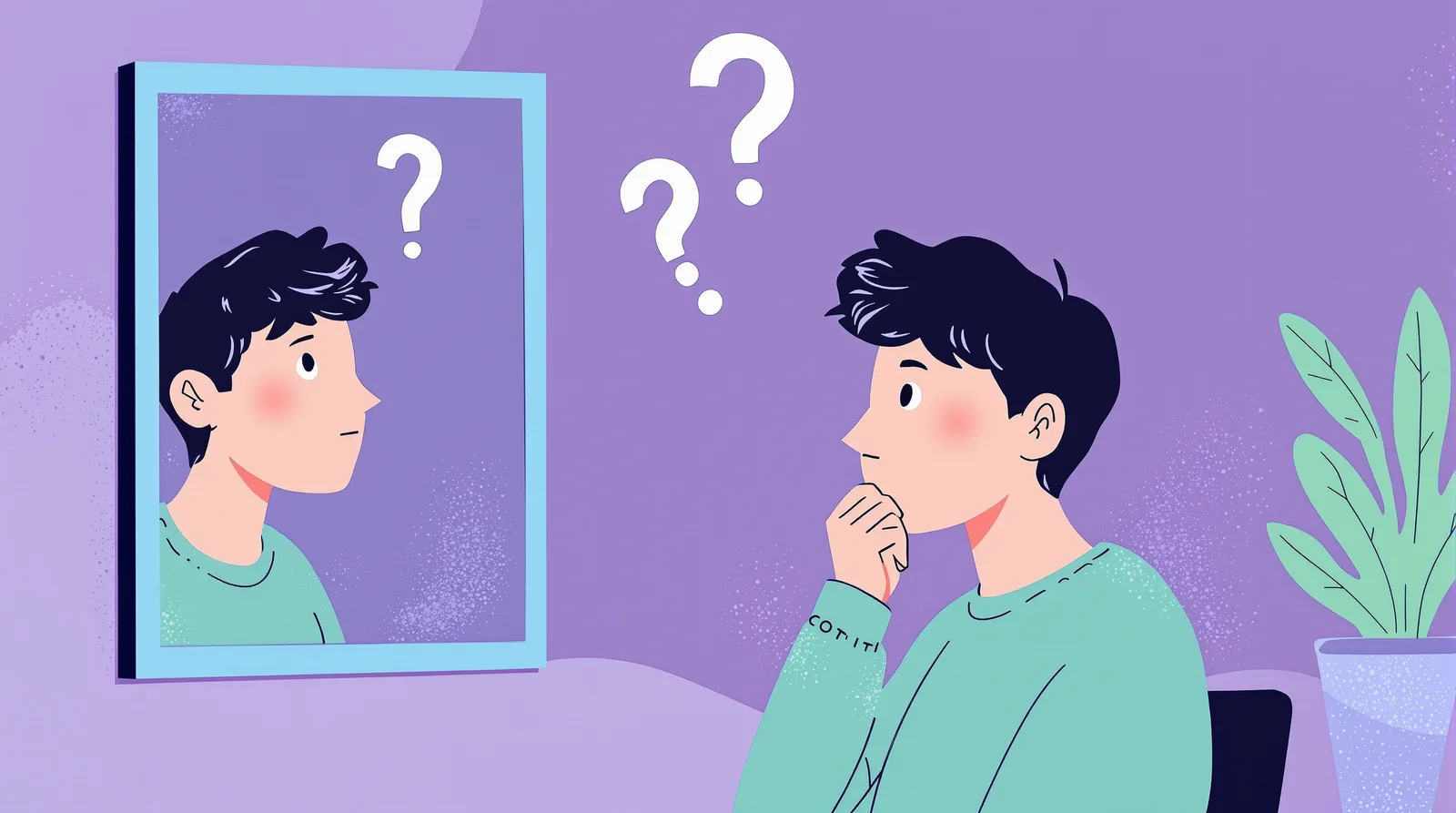 自己分析をする学生のイラスト