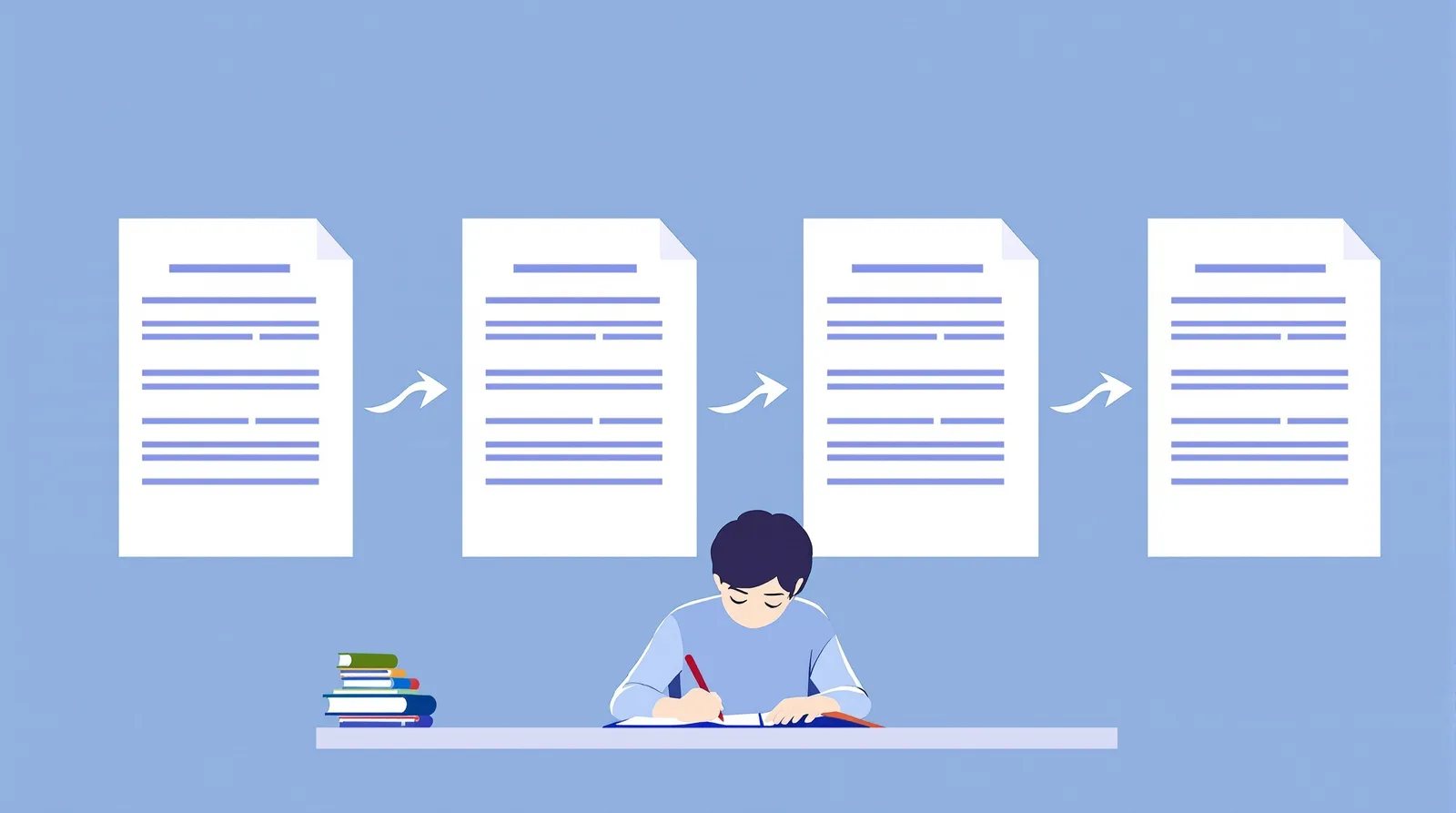 志望理由書のテンプレート構成を示すイラスト