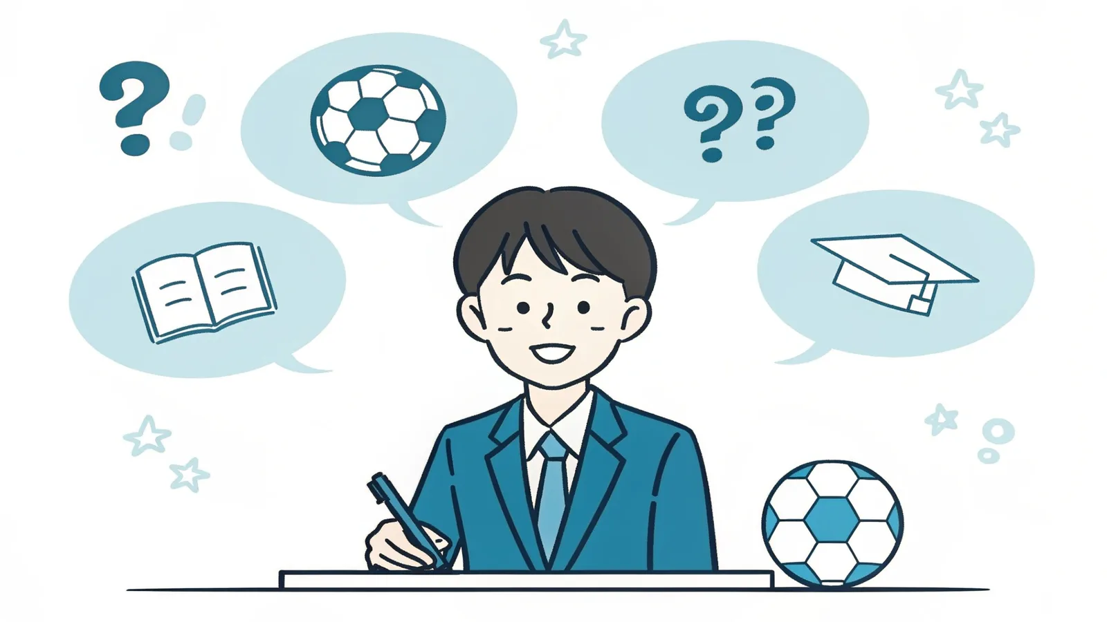 面接対策を考える学生のイラスト
