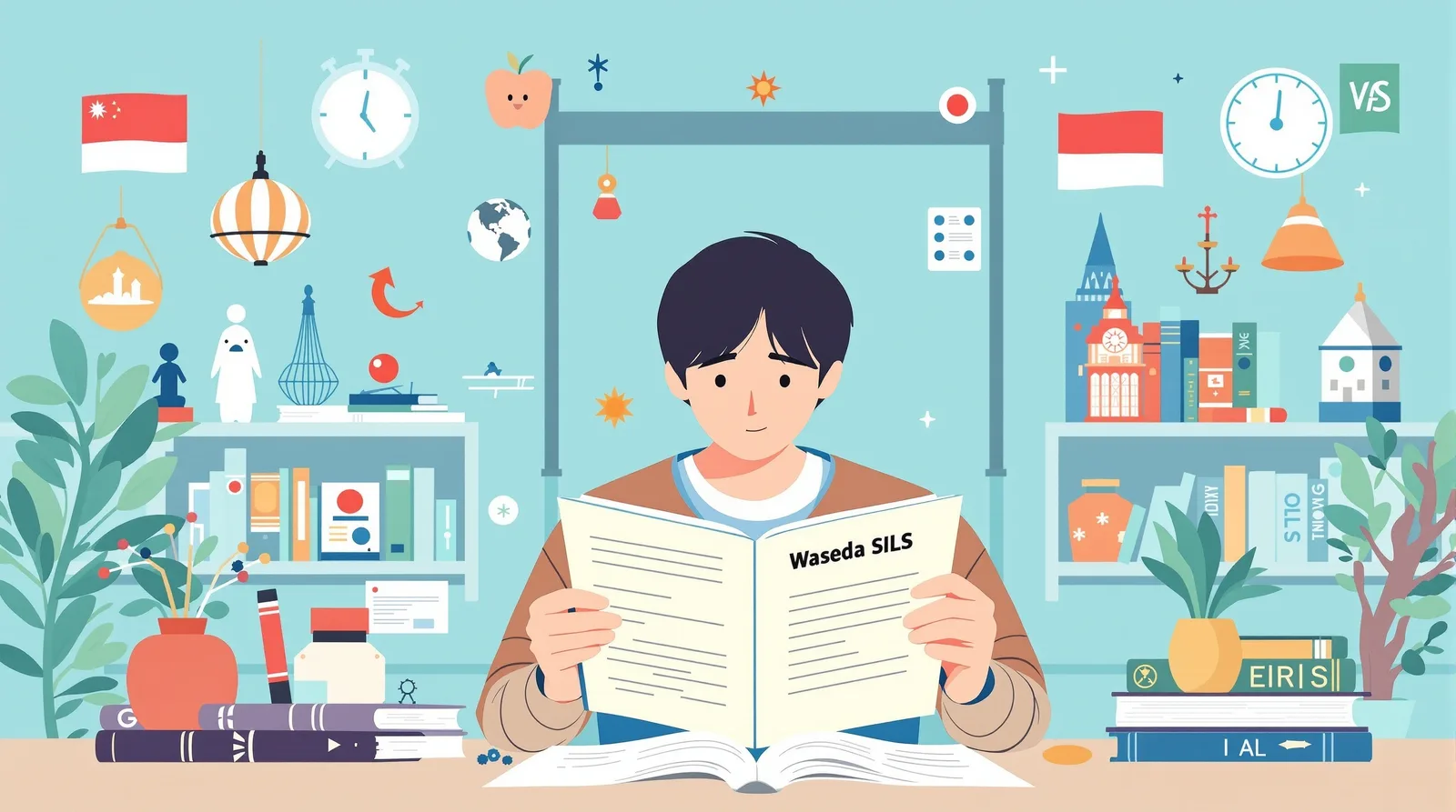 SILSの求める学生像を分析する学生のイラスト