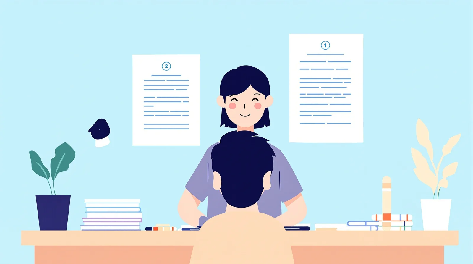 志望理由書の構成ステップを示すイラスト