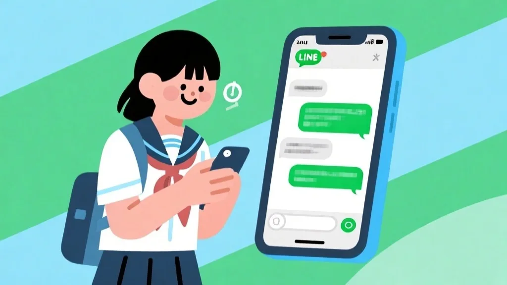 LINE相談をする学生のイラスト