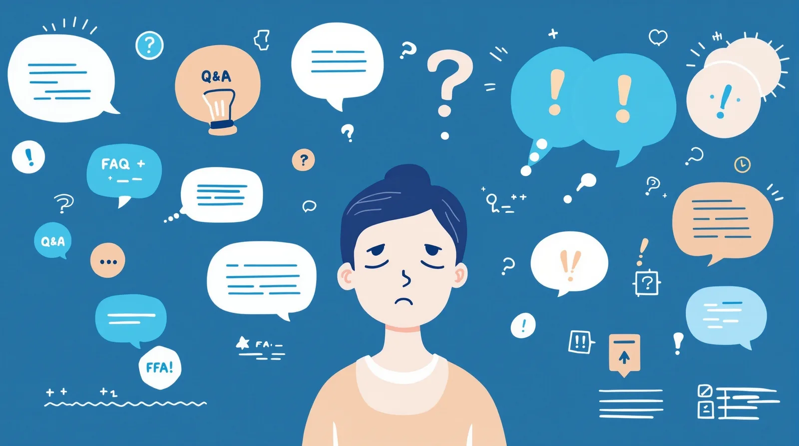 Q&Aで疑問を解決する日本人学生のイラスト