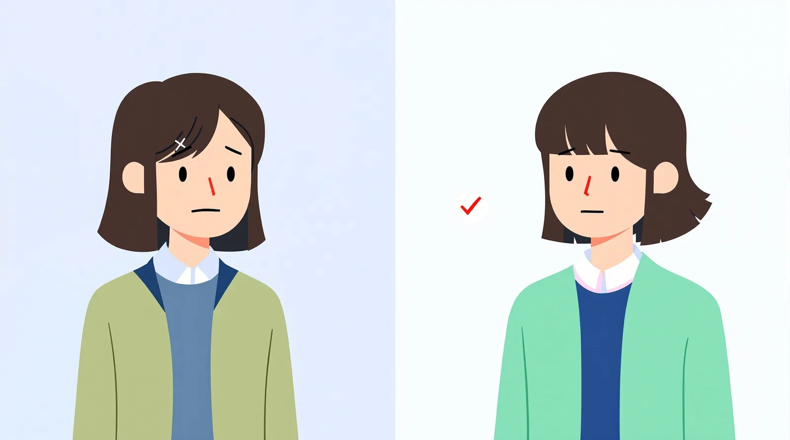 NGとGoodな例を比較するイラスト