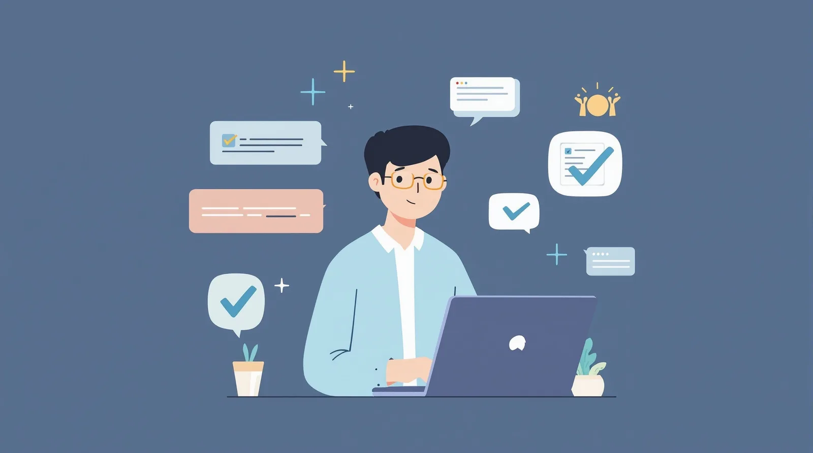 合格者のアドバイスを学ぶ日本人学生のイラスト