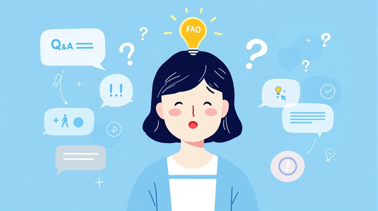 Q&Aで不安を解消する日本人学生のイラスト