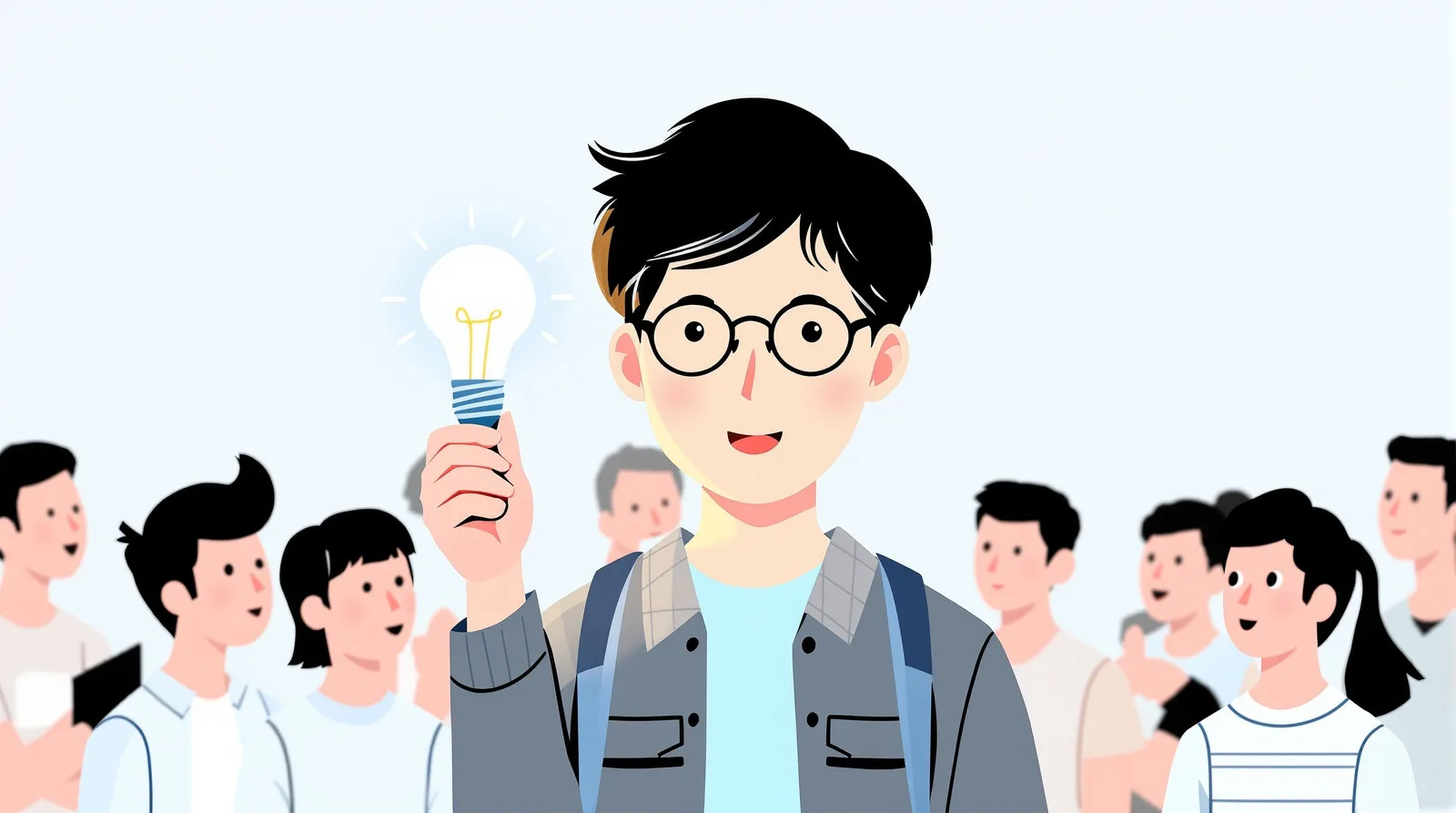 ユニークなアイデアで差別化する日本人学生のイラスト