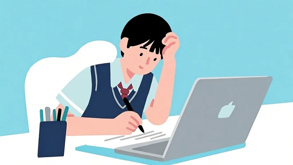 志望理由書を書く学生のイラスト