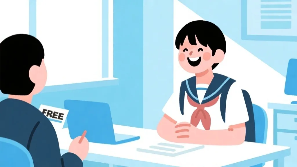 無料相談を受ける学生のイラスト
